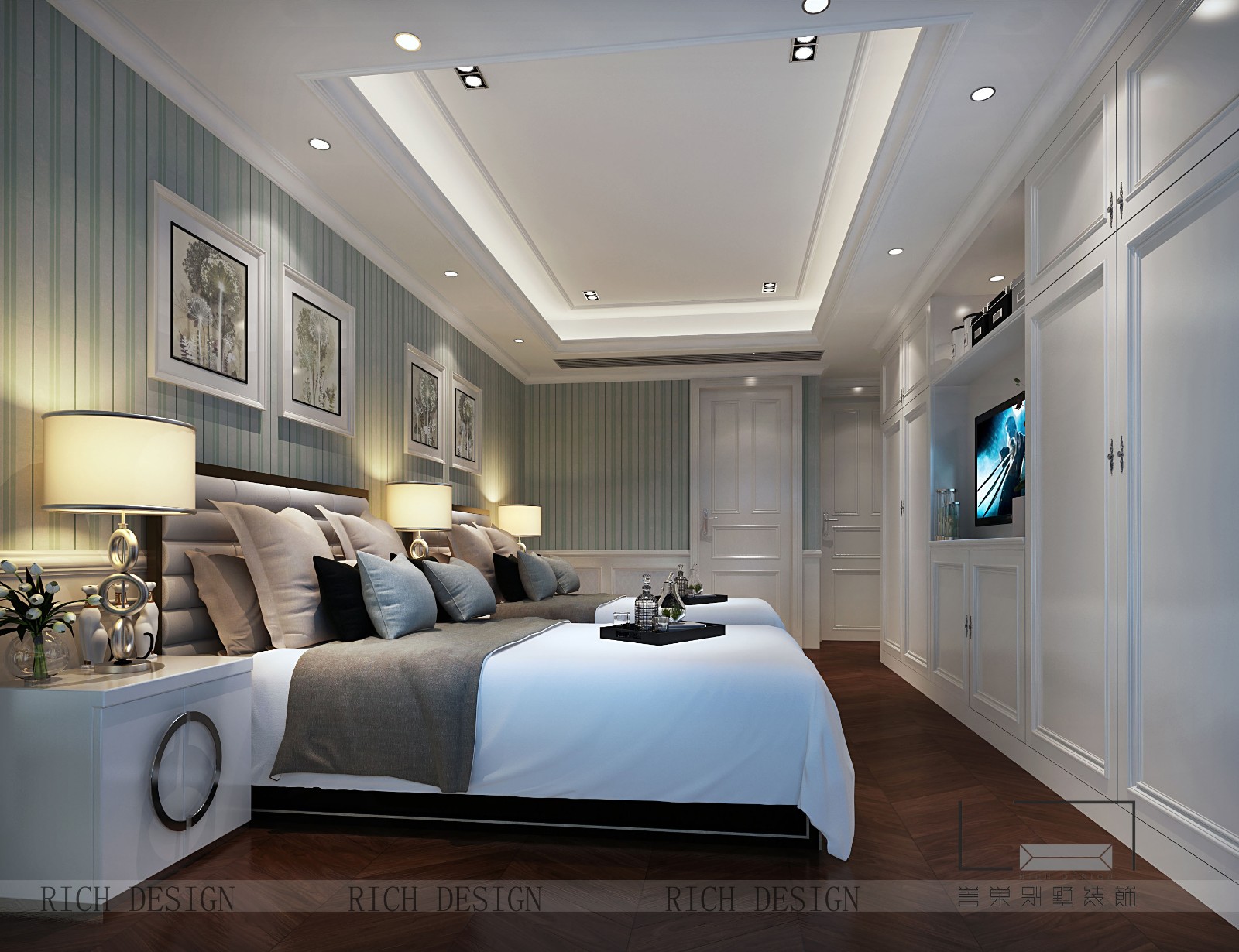 招商海月现代卧室二装修设计效果图