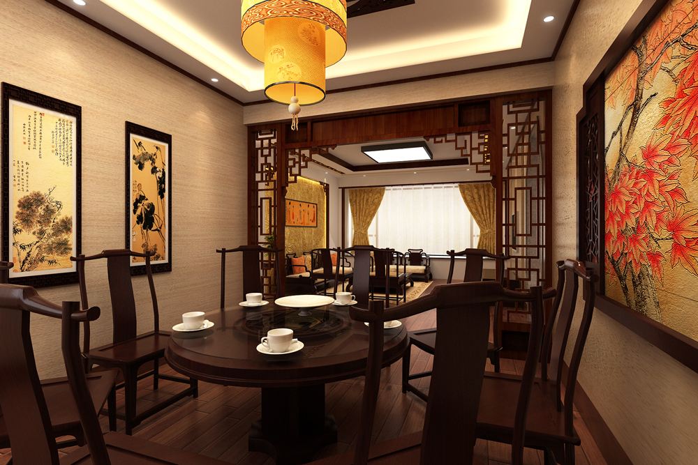 中式别墅装修餐厅效果图