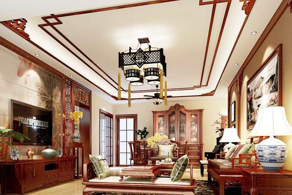 中式别墅装修客厅效果图