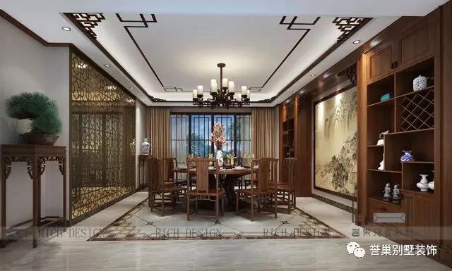 别墅中式餐厅装潢设计效果图
