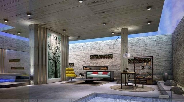 别墅现代地下室休息区装修设计欣赏图