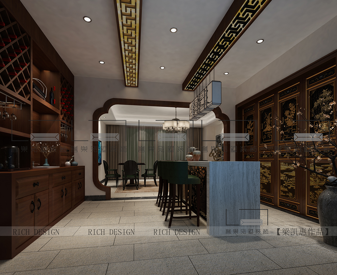 红树别院中式餐酒室装修设计效果图