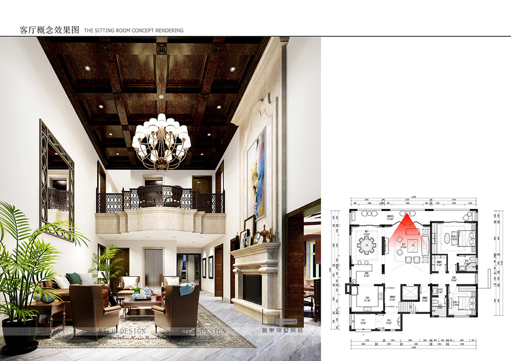美式别墅客厅装修效果图