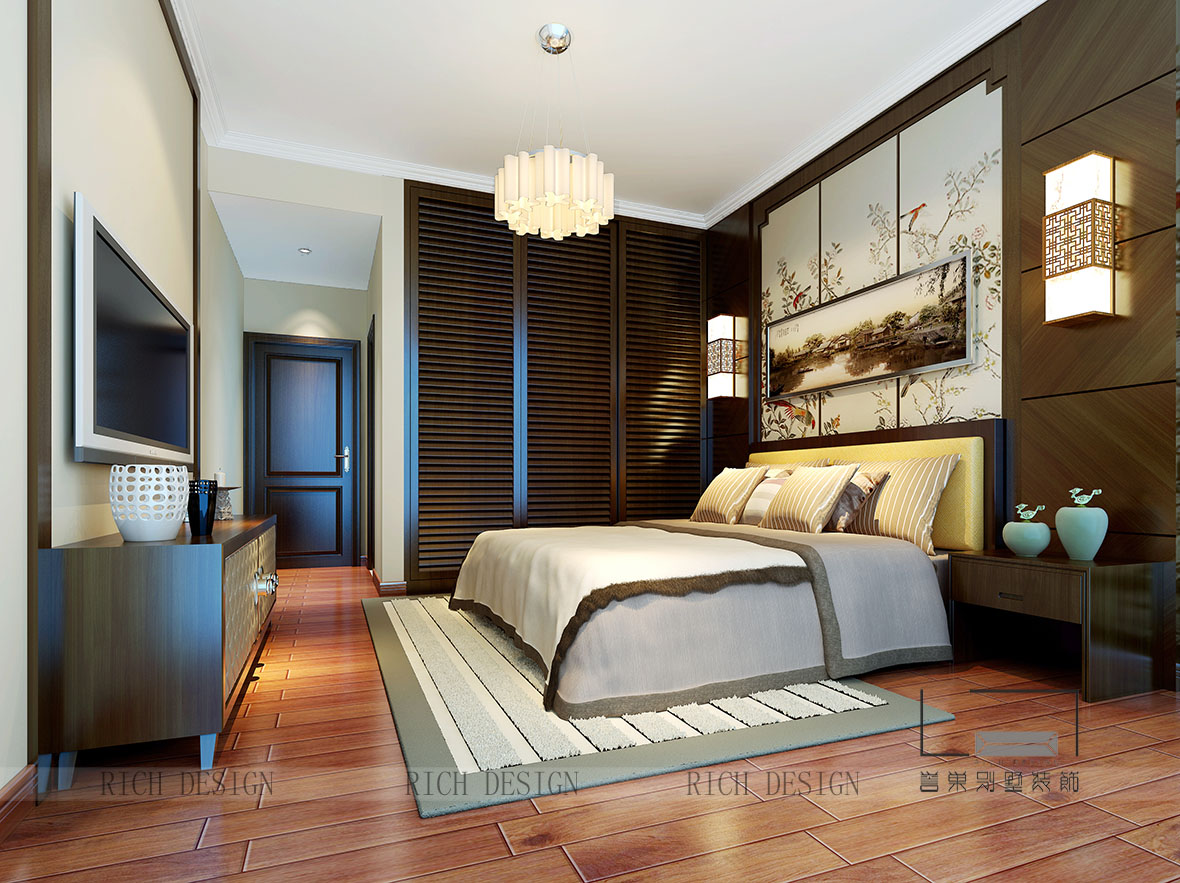中粮锦云中式卧室2装修效果图