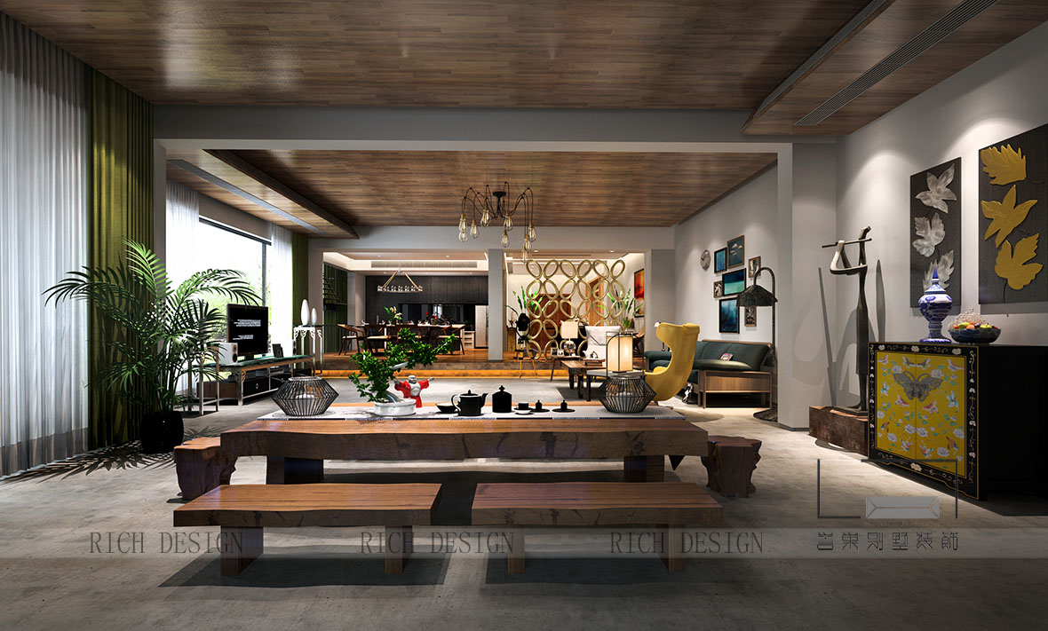 沙河高尔夫古典客厅装饰效果图