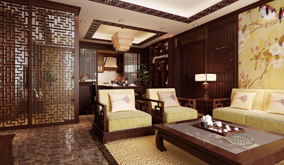 中式客厅装修效果图