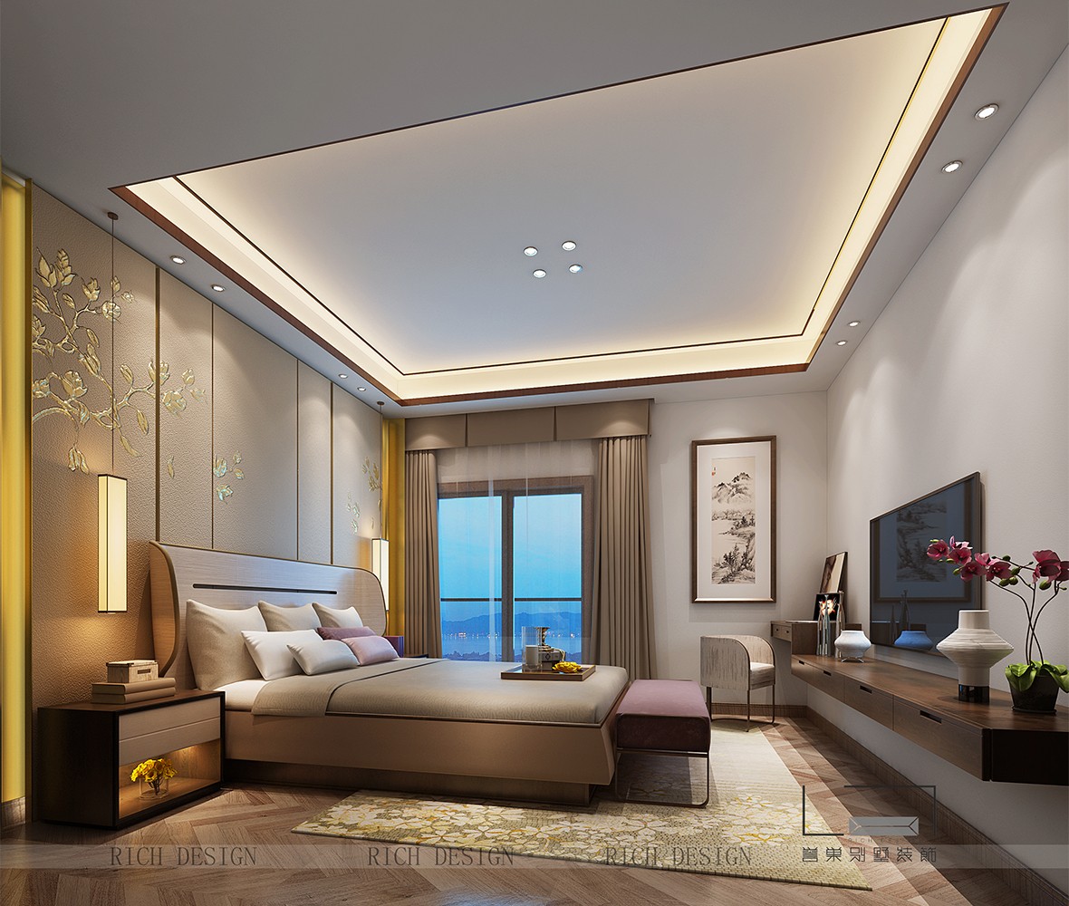 港铁天颂A2栋3单元中式主卧装修欣赏图