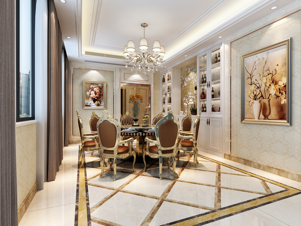 别墅餐厅装饰设计风格1效果图 别墅餐厅装饰设计风格1效果图