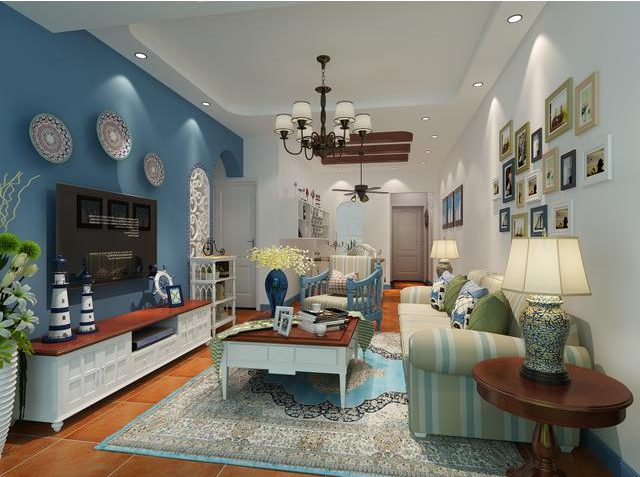 地中海风格客厅效果图