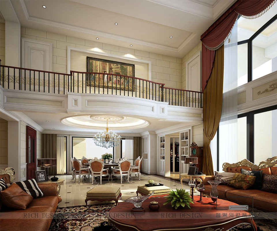 别墅欧式客餐厅装修设计效果图