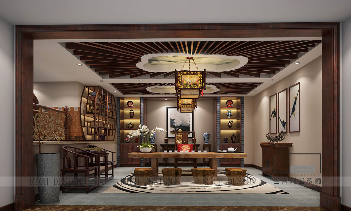 中式风格的别墅装修效果图 中式风格的别墅装修效果图