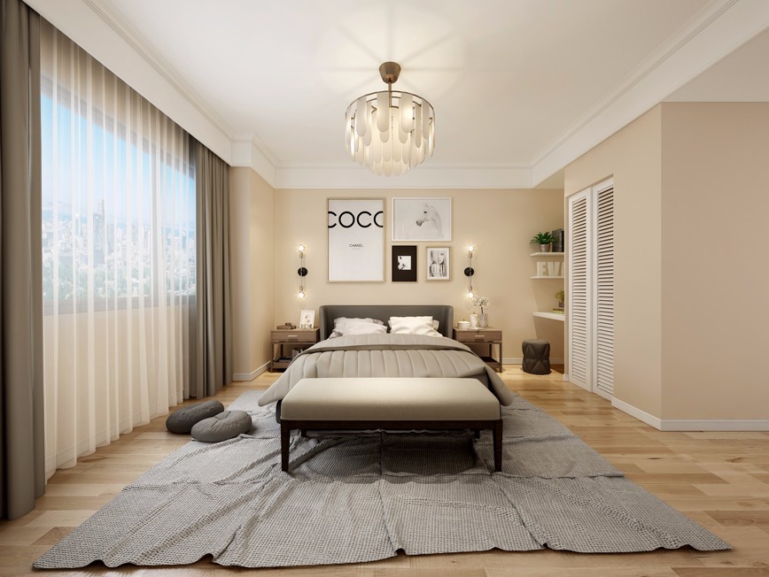 现代别墅卧室装饰效果图