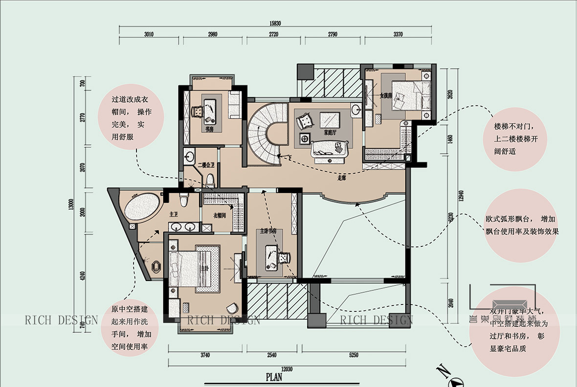 熙园山院欧式别墅装修设计平面图三
