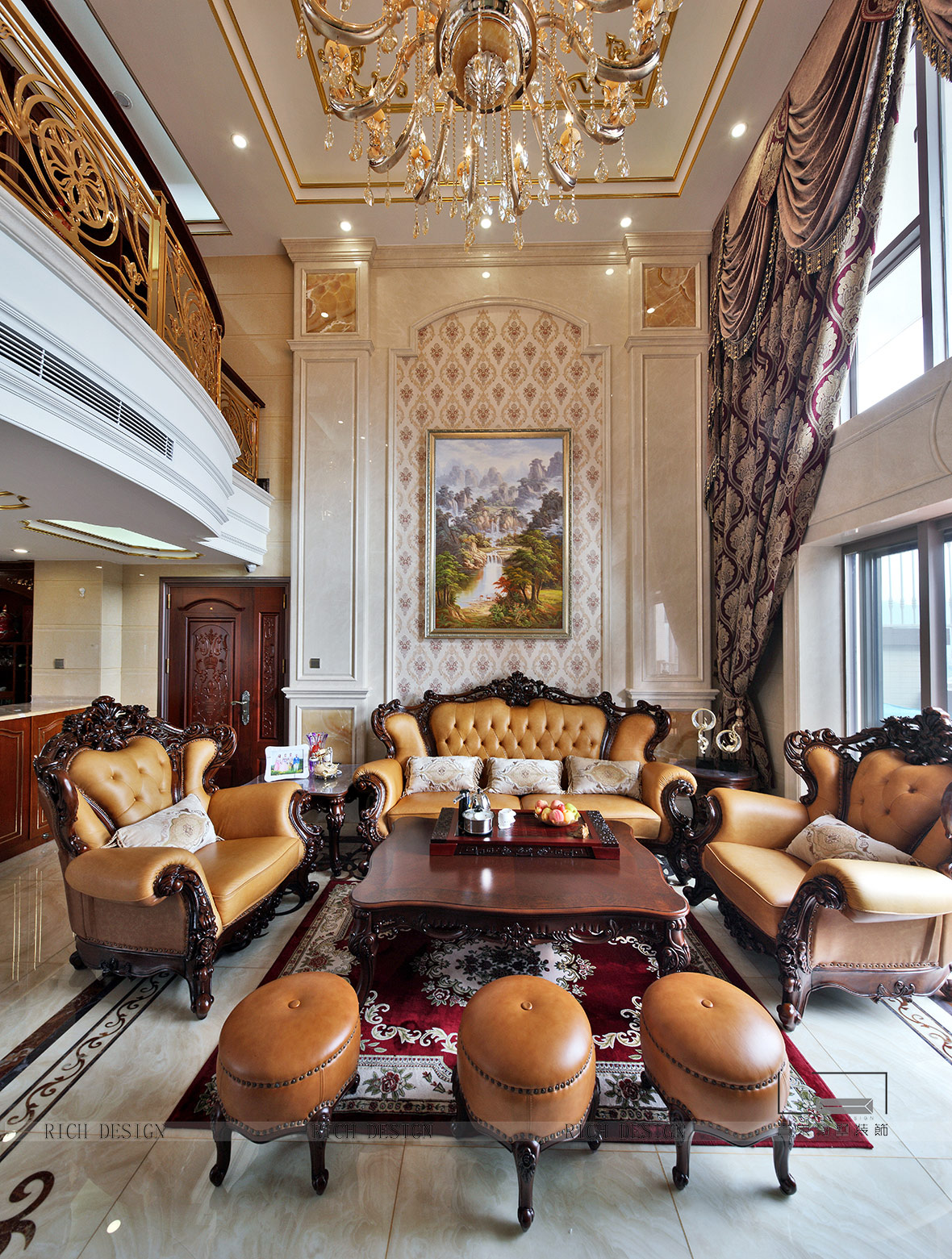 熙园山院欧式别墅客厅装修角度一实景图