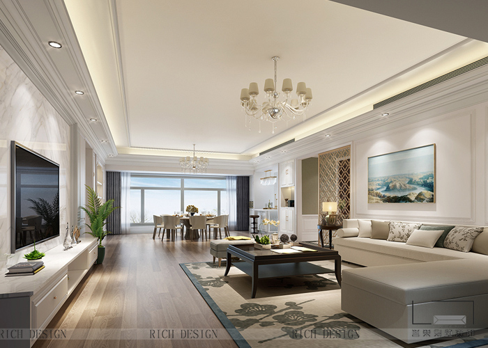 现代别墅客厅装潢效果图