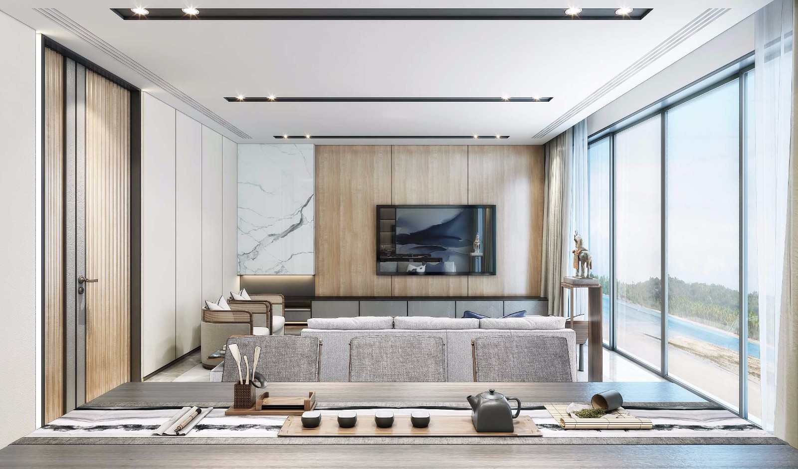  现代别墅餐厅装饰效果图