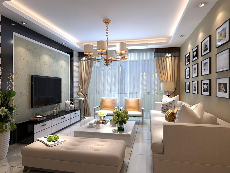 别墅装潢现代客厅效果图