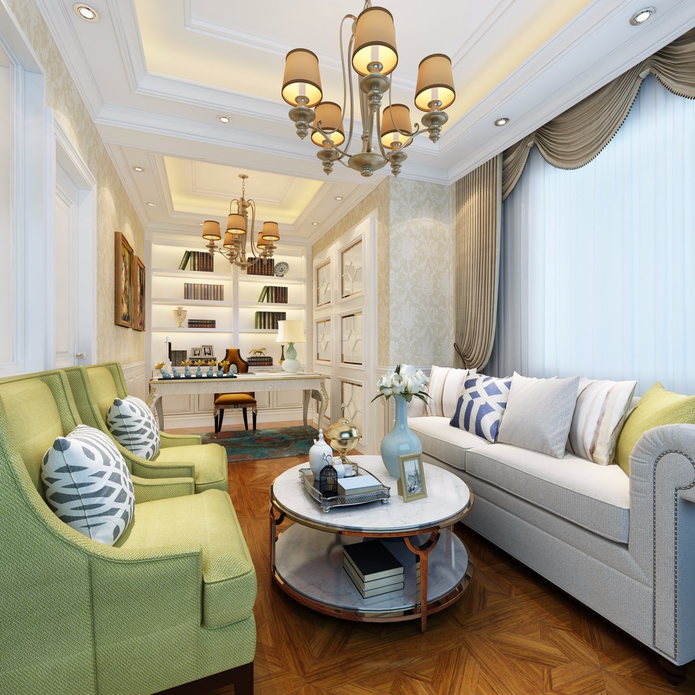 欧式别墅书房装潢实景图 欧式别墅书房装潢实景图