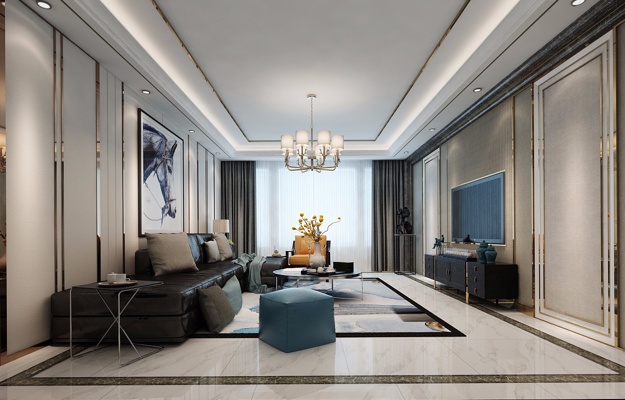 现代别墅客厅装潢效果图