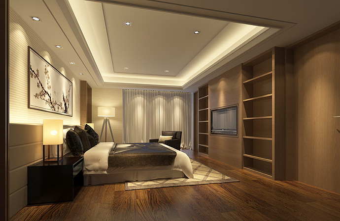 别墅现代卧室装潢效果图