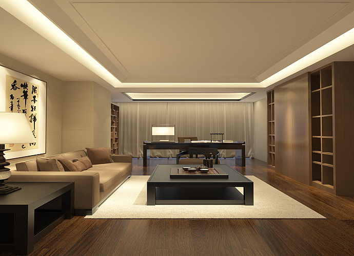 别墅现代书房装潢效果图