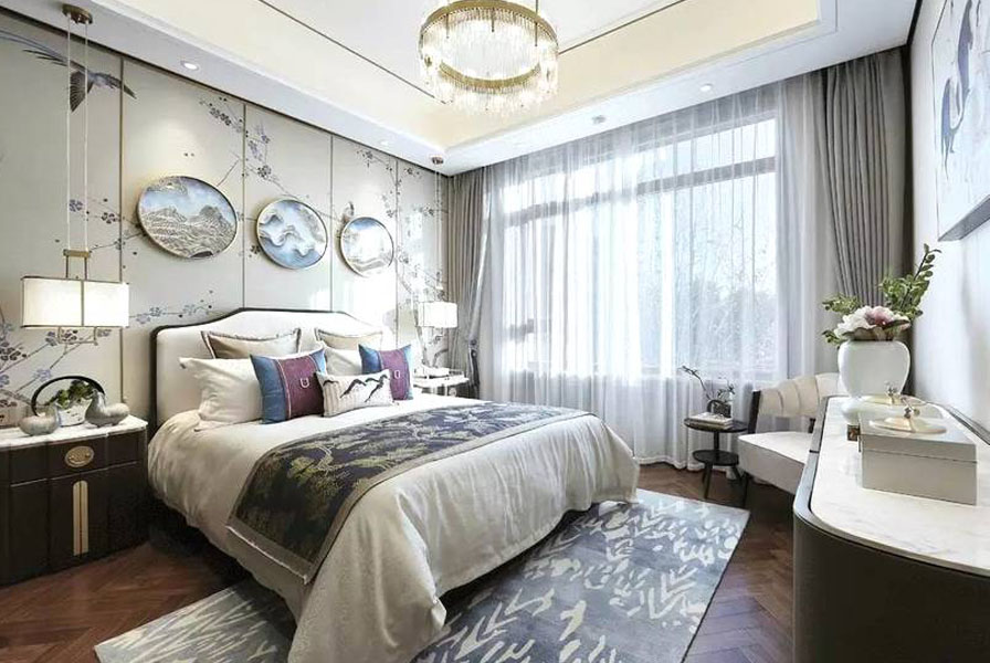 别墅中式卧室装潢效果图