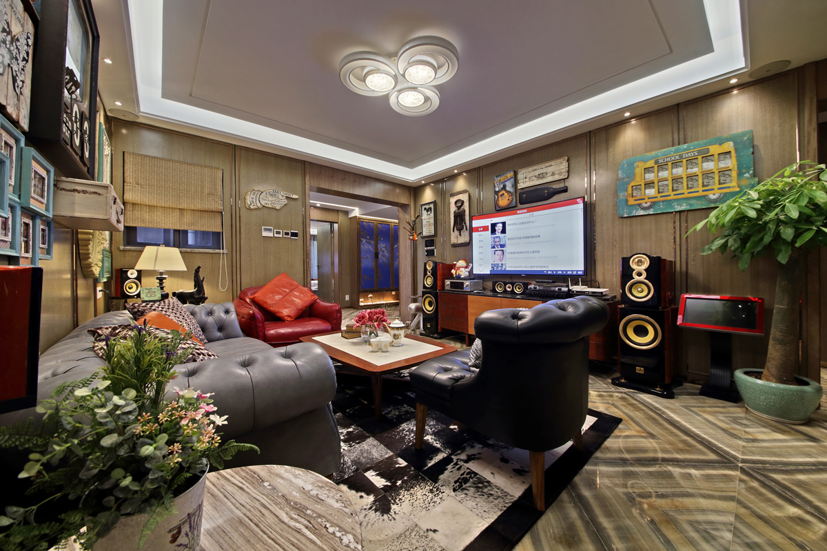 现代别墅客厅装饰实景图