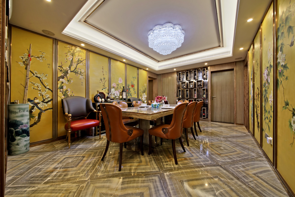 现代别墅餐厅装饰实景图