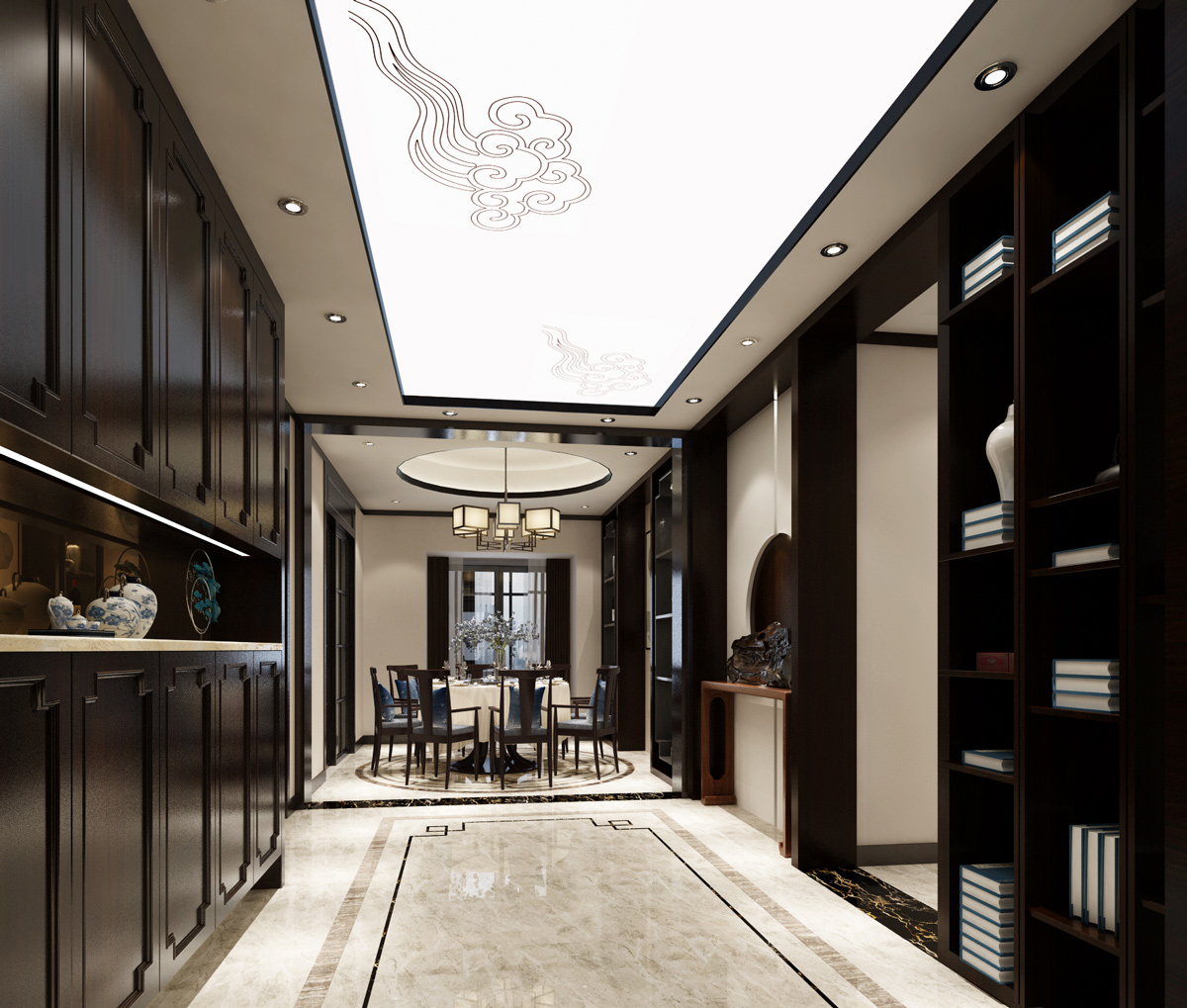 现代中式餐饮装饰效果图