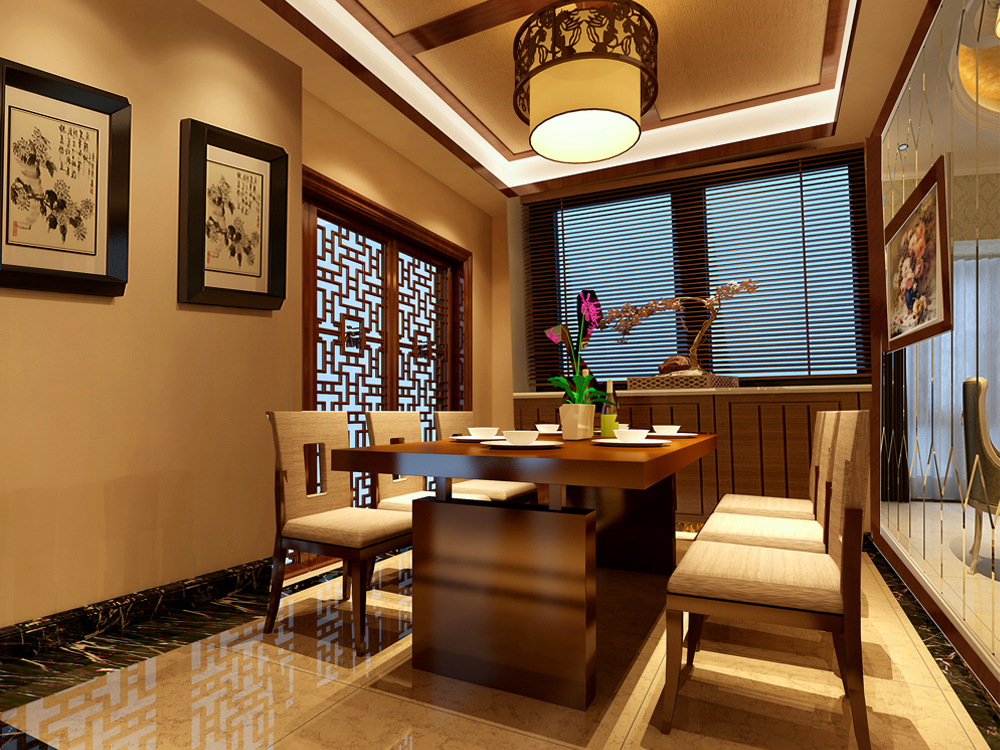 华盛·西荟城中式餐厅装饰效果图