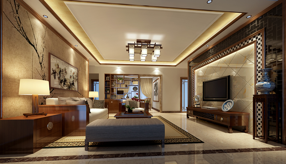 中式别墅客厅装饰效果图 中式别墅客厅装饰效果图