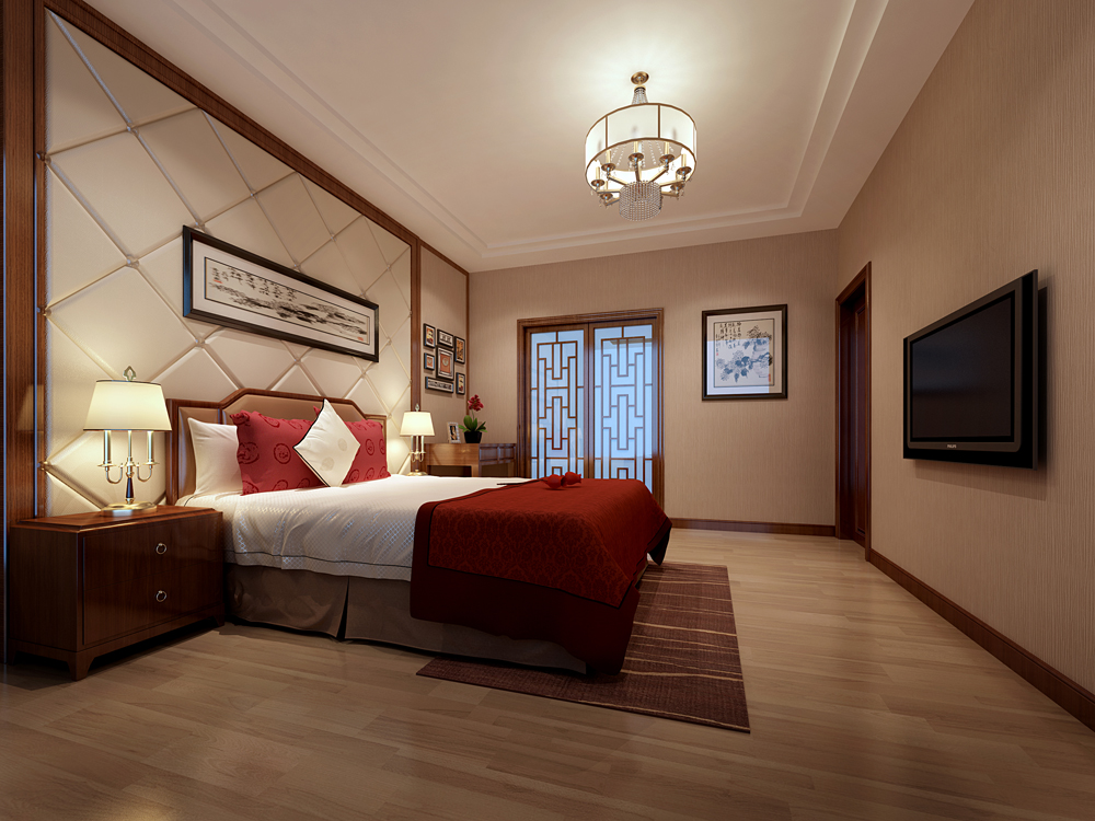 中式别墅卧室装饰效果图 中式别墅卧室装饰效果图