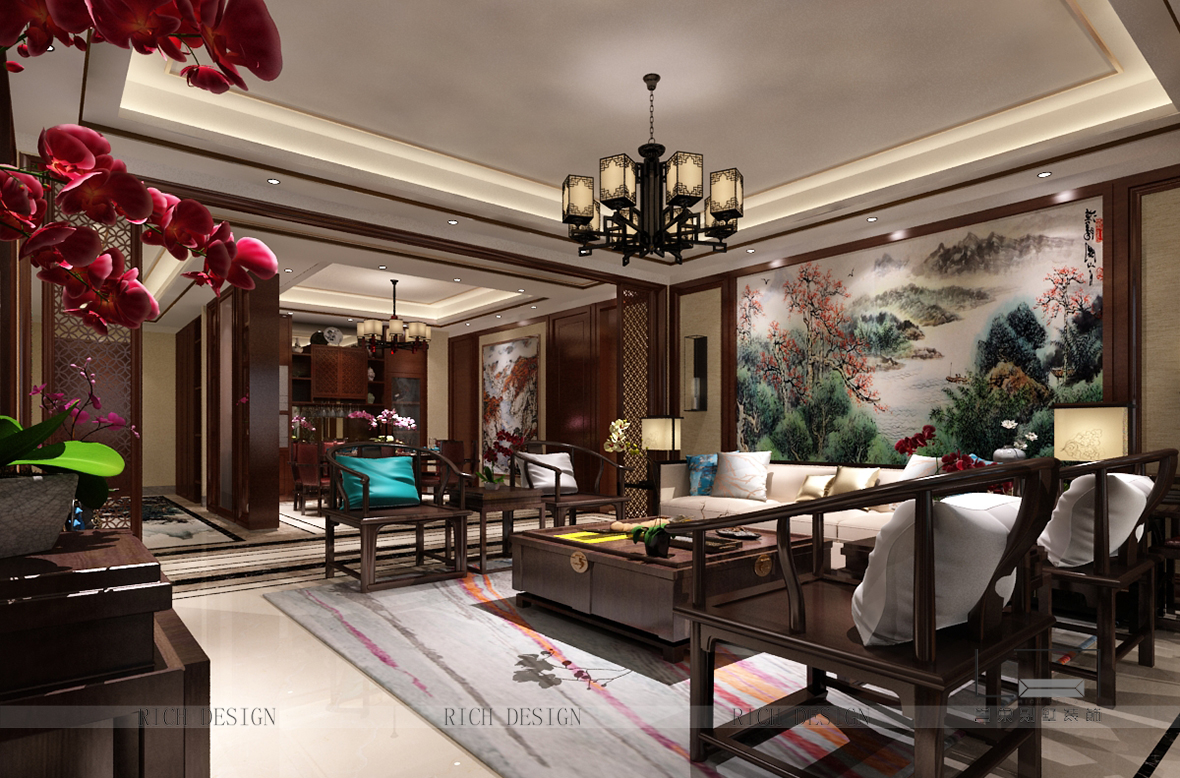 中式装饰设计客厅效果图