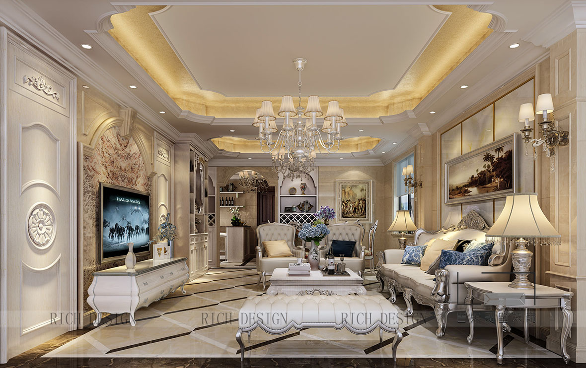 欧式别墅客厅装修效果图