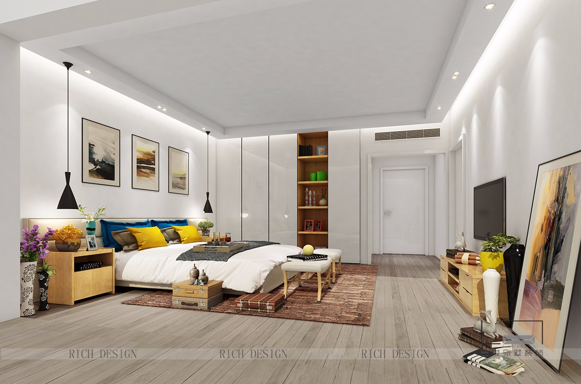 现代精简卧室装修效果图