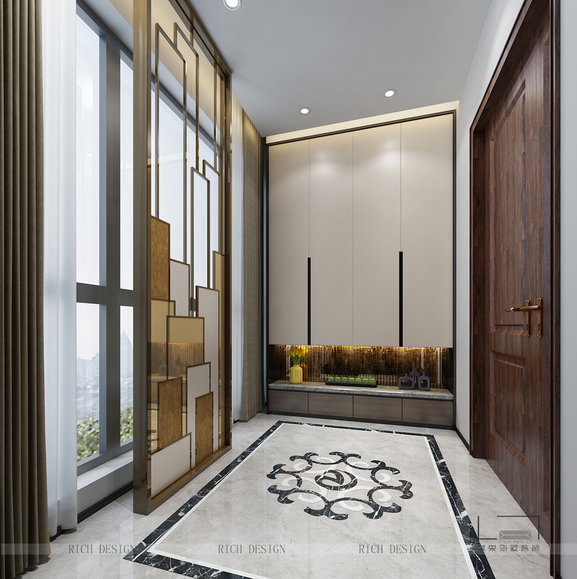 中式玄关装饰效果图二