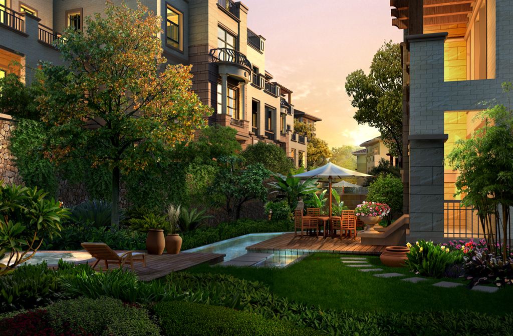 别墅庭院装饰效果图 别墅庭院装饰效果图