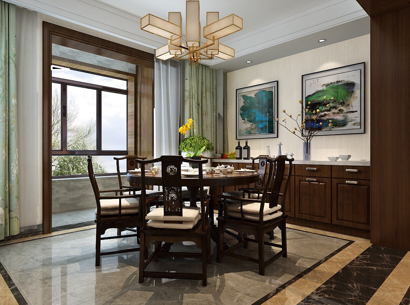 中式别墅餐厅装饰效果图