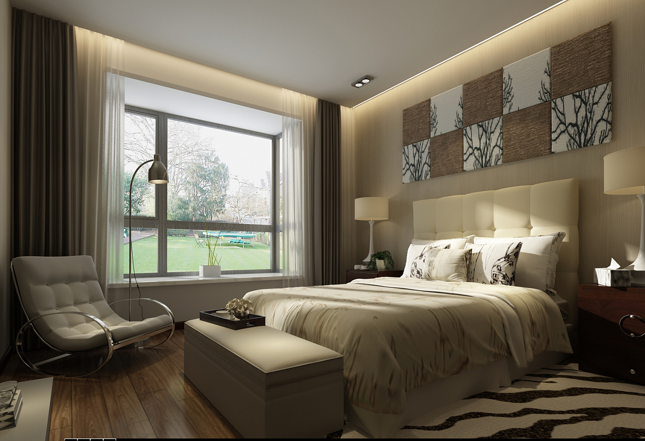美式休闲卧室窗台设计案例 – 设计本装修效果图